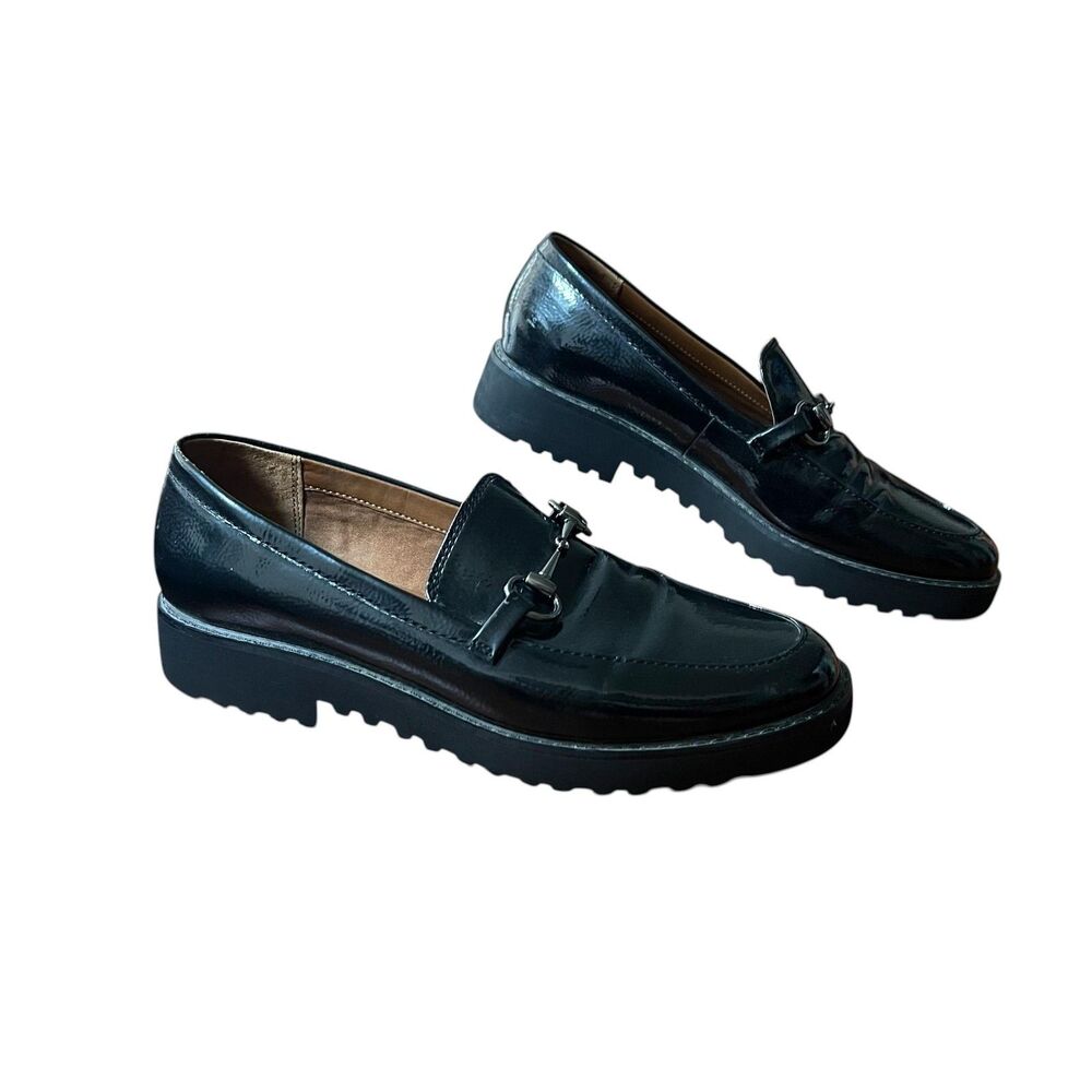 Franco Sarto Shoes Women's Size 8.5 Black Cason Loafer Flats Lug Sole Minimalist